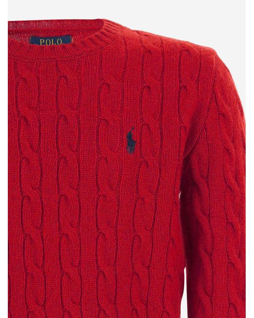 Polo Ralph Lauren Red Cable-Knit Cashmere Sweater Wool for men