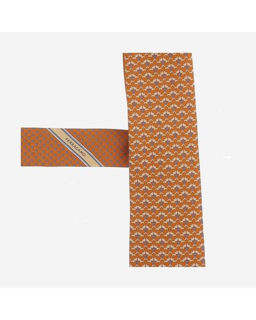 Ferragamo Brown Tie Silk Ties & Bow for men