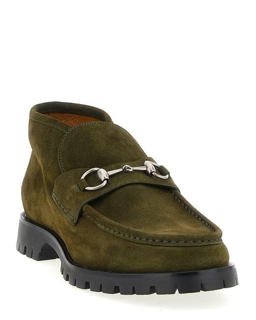 Gucci Green Horsebit Ankle Boots for men