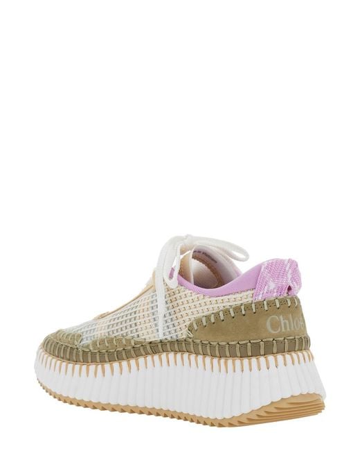 Chloé White Platform Sneakers Nama Suede Polyester Trainers