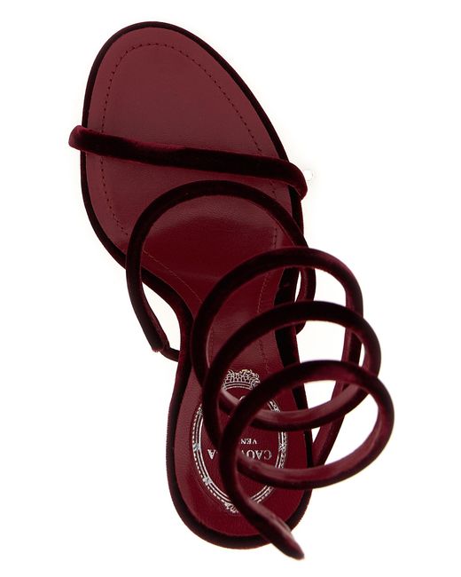 Rene Caovilla Metallic Textile Stiletto Heel Sandals