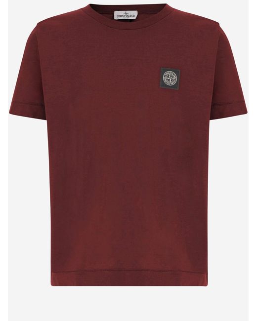 Stone Island Red Cotton T-Shirt T-Shirts for men