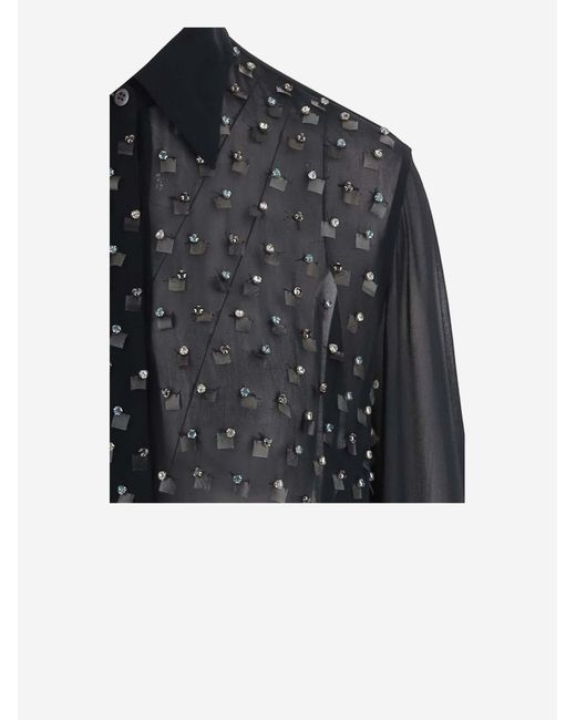 Dries Van Noten Black Shirt Decorated Viscose