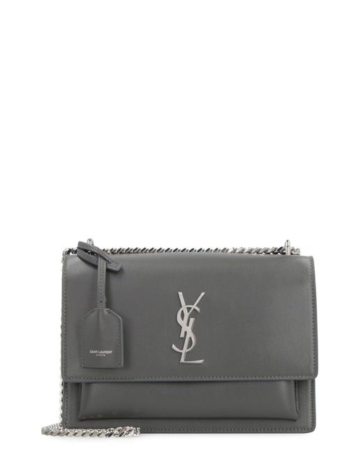 Saint Laurent Sunset Leather Crossbody Bag in Grey (Gray) Lyst