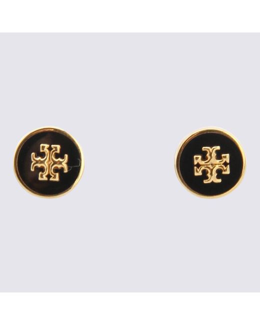 Tory Burch Black And Gold Metal Kira Earrings