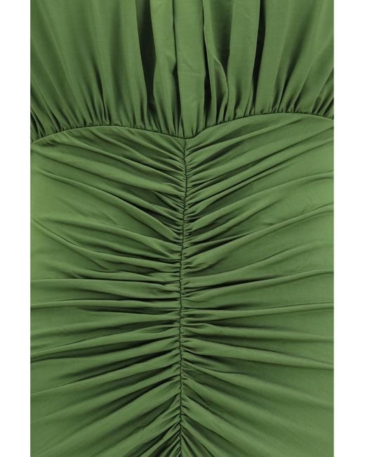 Self-Portrait Green Jersey Gathered Maxi Dress