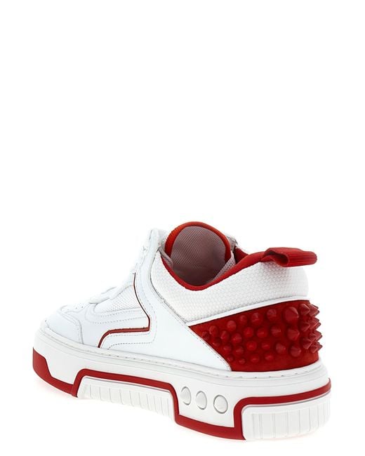 Christian Louboutin White Astroloubi Studded Leather Low-top Trainers