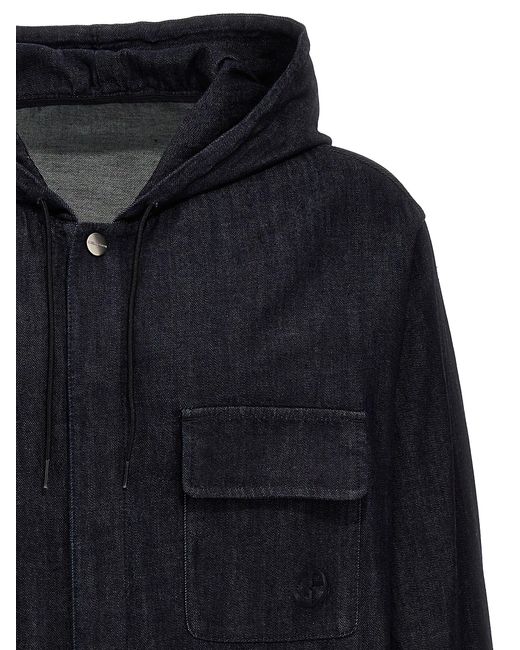 Giorgio Armani Blue Denim Jacket Casual Jackets, Parka for men