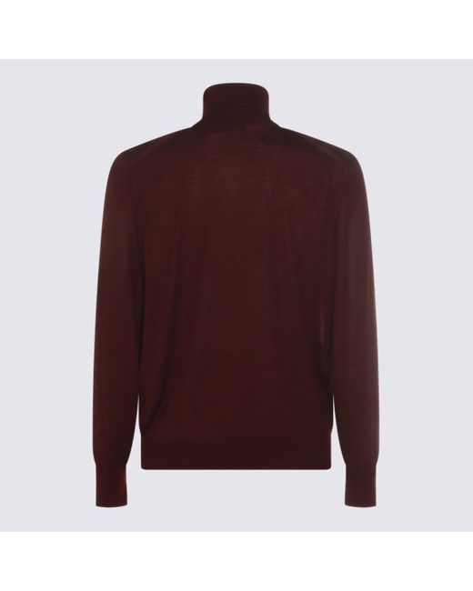Saint Laurent Red Bordeaux Wool Knitwear for men