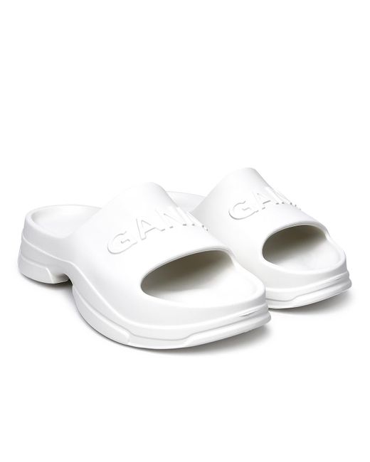 Ganni White Rubber Slippers
