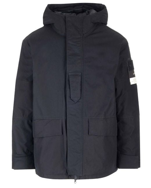 Stone Island Blue Insulated Jacket With Logo for men
