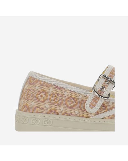 Gucci Natural Sandals With Gg Pattern Cotton