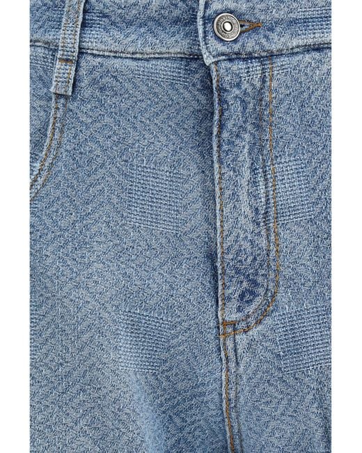 Ermanno Scervino Blue Baggy Jeans Pure Cotton With Resca Pattern