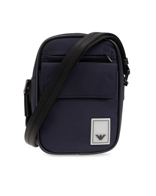 Emporio Armani Blue Shoulder Bag With Logo, for men