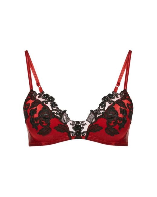 La Perla Red Silk Triangle Bra With Frastaglio Plm005158, Clothing