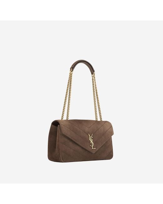 Saint Laurent Brown Loulou Media Bag Matelé Suede Leather Shoulder