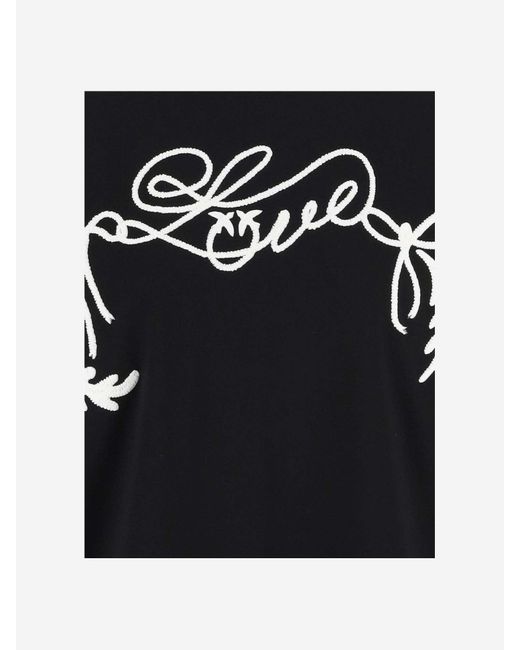 Pinko Black Love Print Cotton T-Shirt