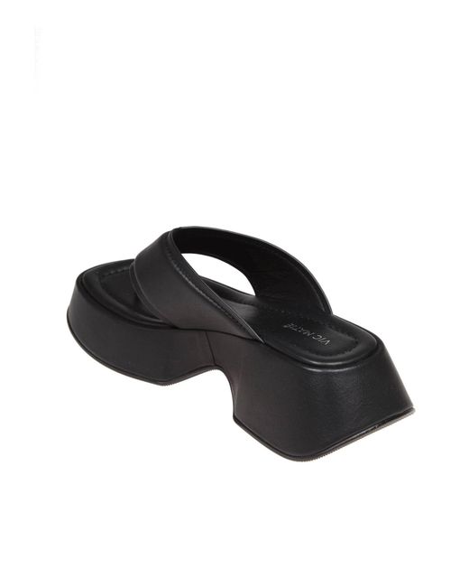 Vic Matié Black Leather Thong Sandals