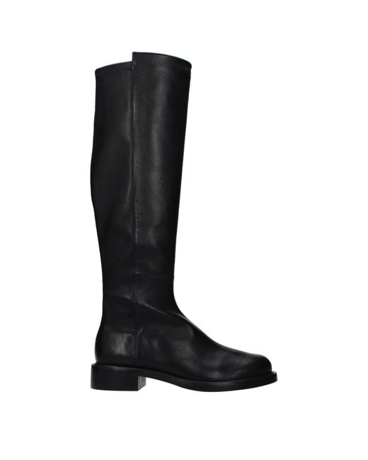 Stuart Weitzman Black Leather Over The Knee Shoe