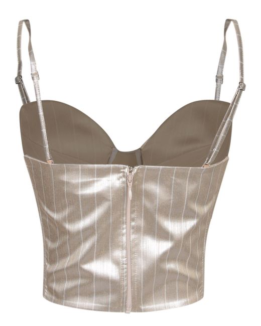 Genny Gray Pinstriped Satin Sand Corset Top