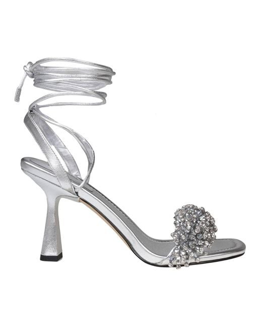 Michael Kors Lucia Sandal In Silver Leather in Metallic Lyst UK