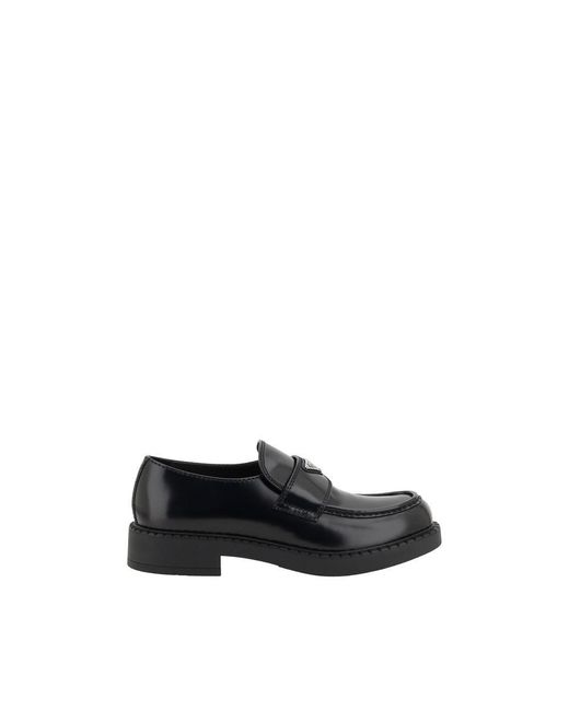 Prada Black Calf Leather Bos Taurus Platform Loafers for men