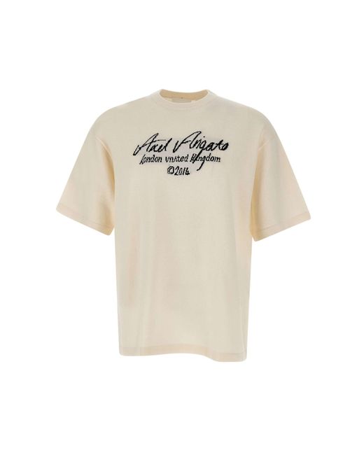 Axel Arigato White Cotton And Wool Maxi Logo T-Shirt for men