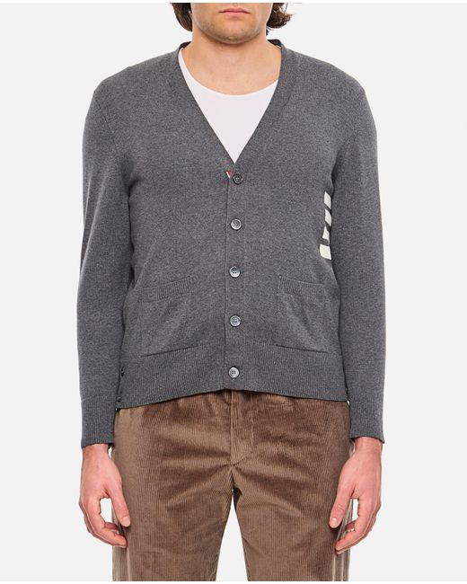 Thom Browne Gray Cardigan V-Neck for men