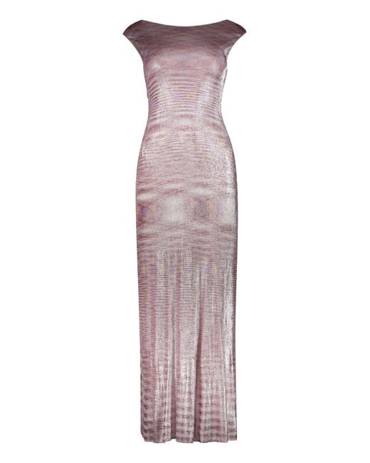 Missoni Purple Lurex-Knit Long Dress