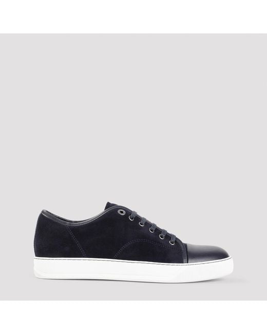 Lanvin Blue Suede And Nappa Captoe Low To Sneakers for men