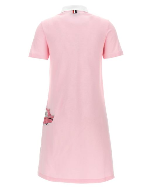 Thom Browne Pink Patch Polo Dress Dresses