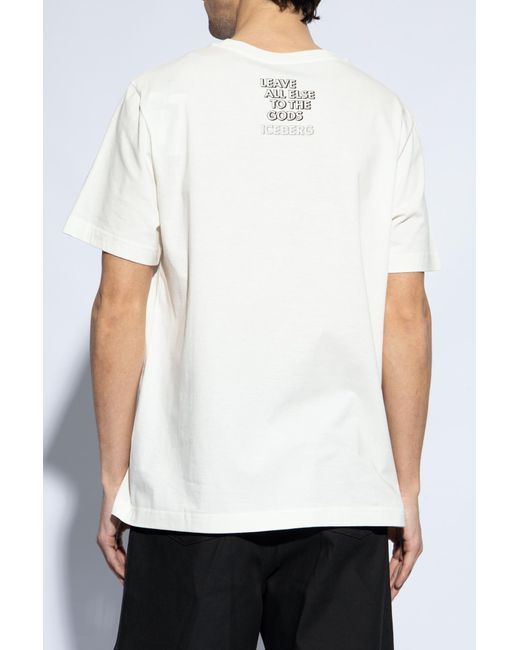 Iceberg White Printed T-Shirt for men