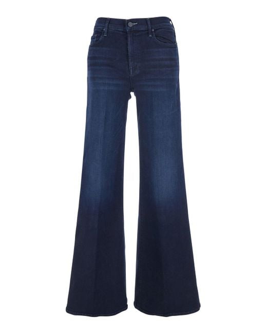 Mother Blue 'The Twister Sneak' Jeans With Belt Loops And Wide Leg