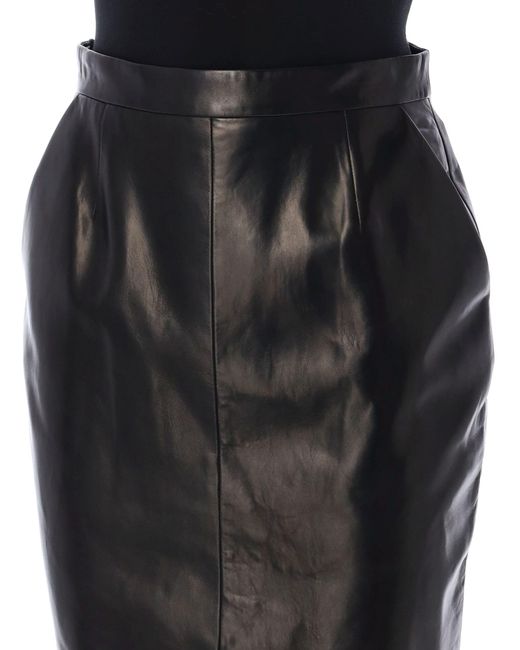 Saint Laurent Black Leather Pencil Skirt