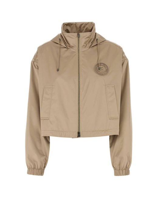 Fendi Natural Cappuccino Polyester Windbreaker