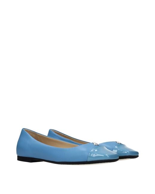 Jimmy Choo Blue Leni Ballerina Shoes Celeste Leather