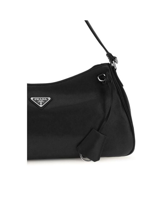 Prada Black Calf Leather Bos Taurus Shoulder Bag