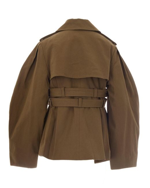 Ganni Brown Giacca Peplum Canvas Ermine