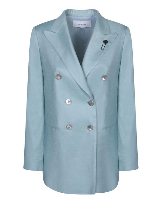Lardini Blue Sky Linen And Viscose Double-Breasted Jacket