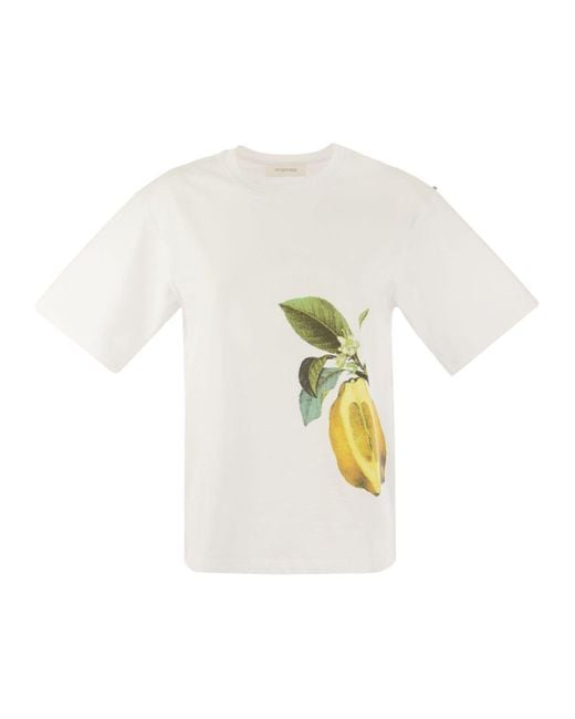 Sportmax White Nebbie T Shirt With Print