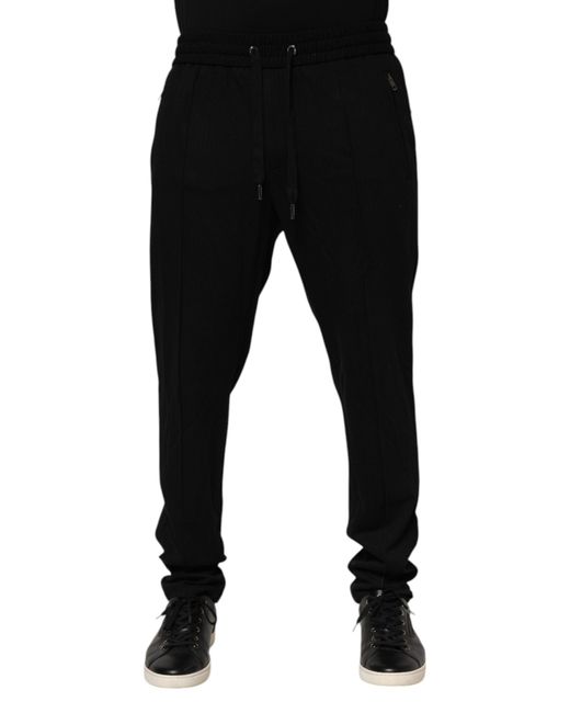 Dolce & Gabbana Black Slim Fit Drawstring Pants for men