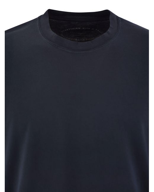 Fedeli Blue Short-Sleeved Cotton T-Shirt for men