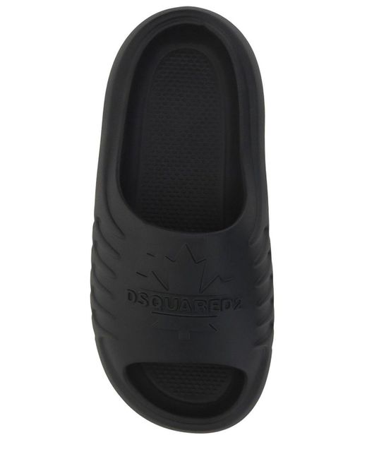 DSquared² Black Logo Embossed Slip-On Slides for men