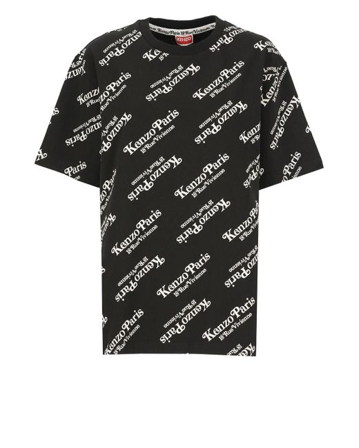 KENZO Black All-Over Logo Printed Crewneck T-Shirt T-Shirt for men