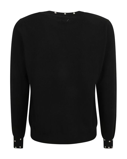 Versace Black Embellished Crewneck Sweater for men