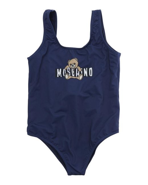 Moschino Blue One-Piece Swimsuit Logo, Polyamide Swimsuits