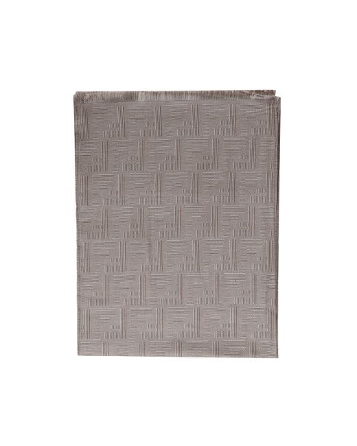 Fendi Gray Wool And Silk Scarf for men