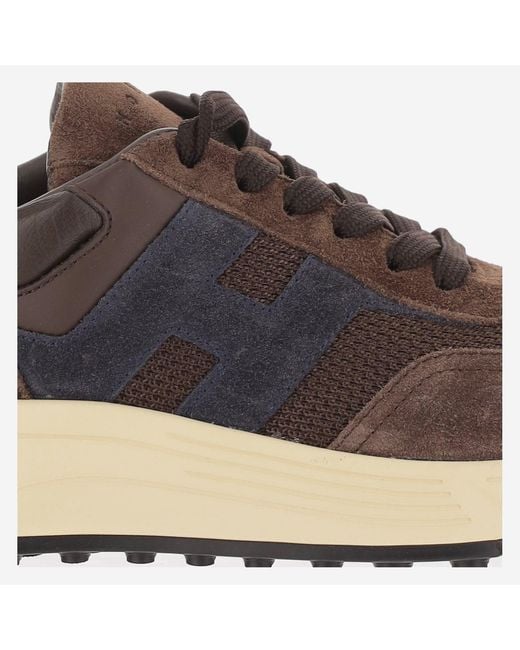 Hogan Brown Sneakers Hyperlight Leather And Mesh Trainers for men