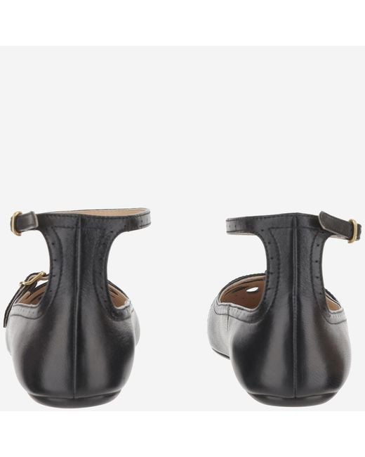 Chloé Black Mixed Leather Ballerina Flats