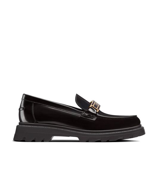 Dior Black Logo Leather Loafers